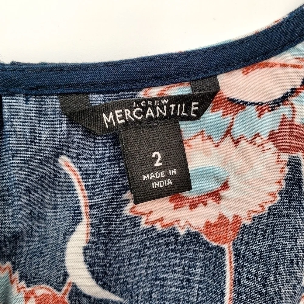 J. Crew Navy Floral Faux Wrap Mini Dress